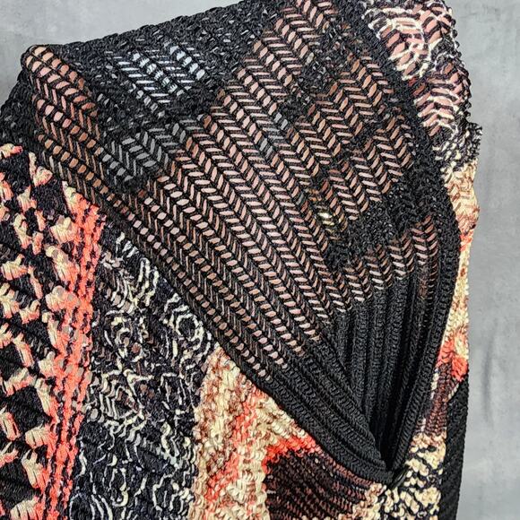 Catherines Mesh Cardigan Petite 1XWP 18/20WP Black Red Artsy Boho Coastal - Picture 4 of 10